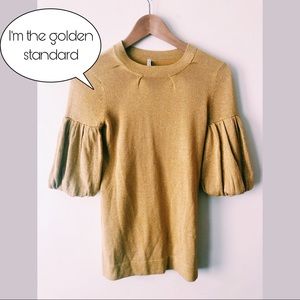 Vintage Gold 3/4  Bell Sleeve Top